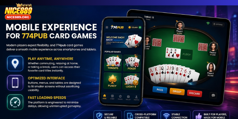 Mobile Experience for 774pub card games